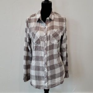 Sparkle plaid button down shirt M